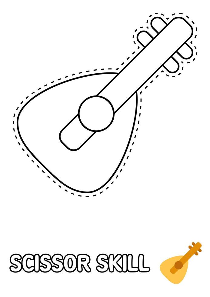 Scissor skill page with Oud for kids vector