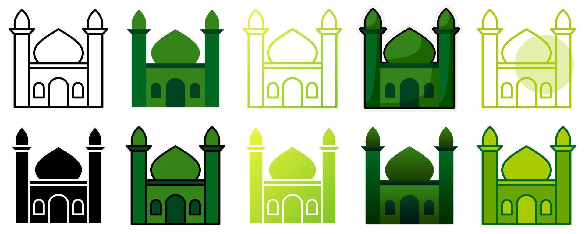 mezquita en plano estilo aislado vector