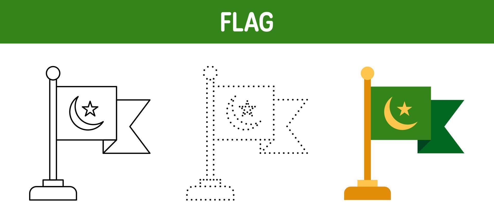 bandera rastreo y colorante hoja de cálculo para niños vector