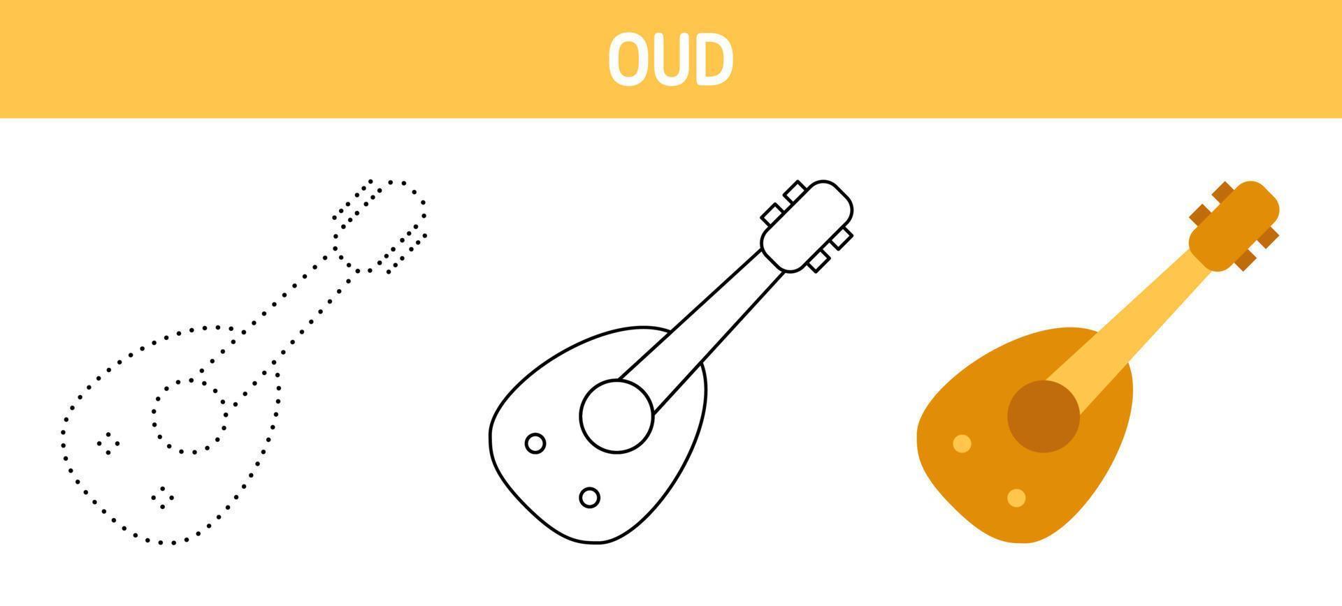 Oud tracing and coloring worksheet for kids vector