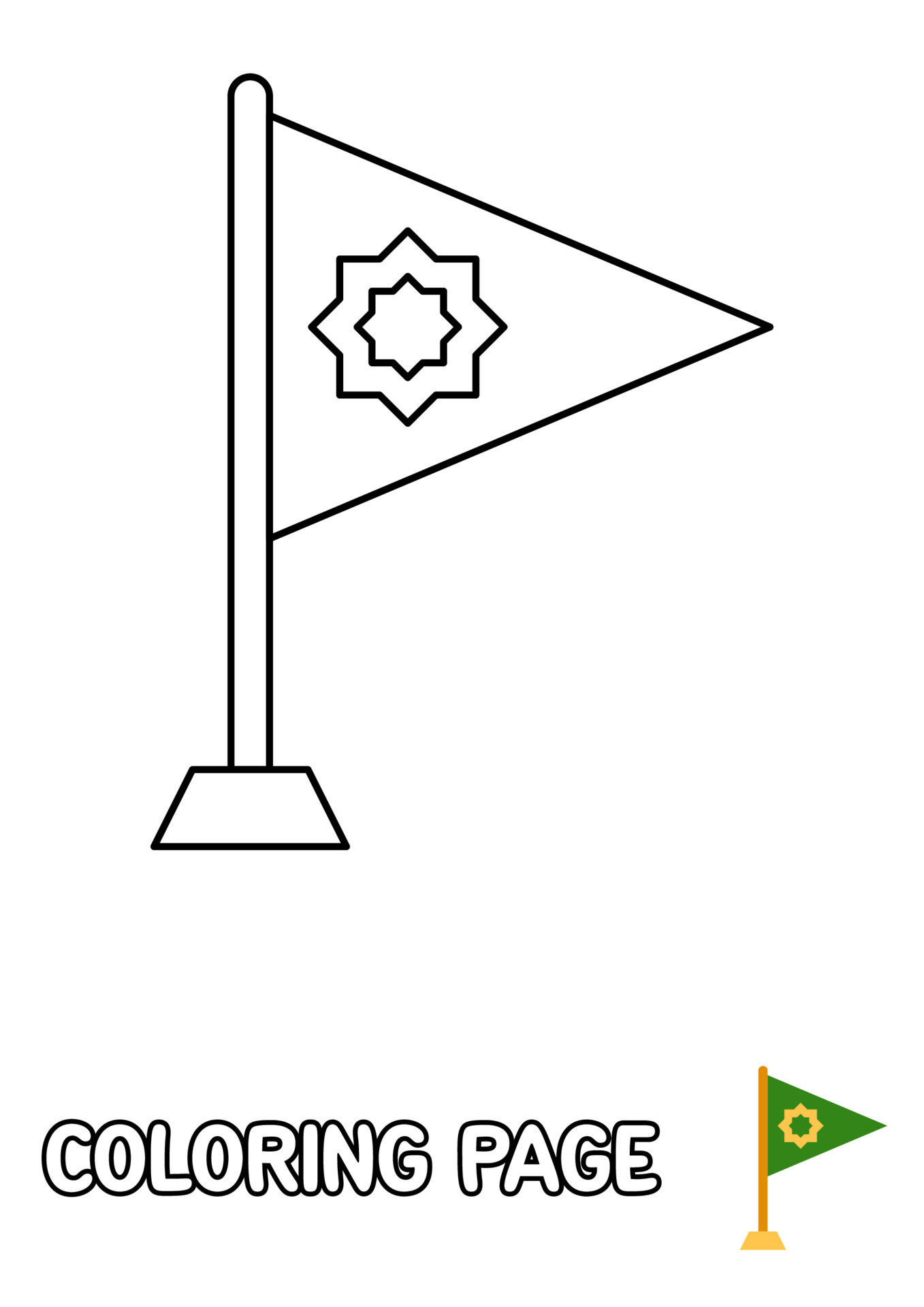 Coloring page with Flag for kids 20808868 Vector Art at Vecteezy