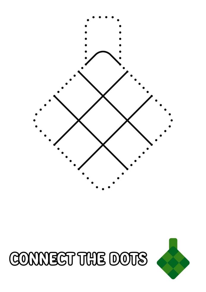 Dot to dot page with Ketupat for kids vector