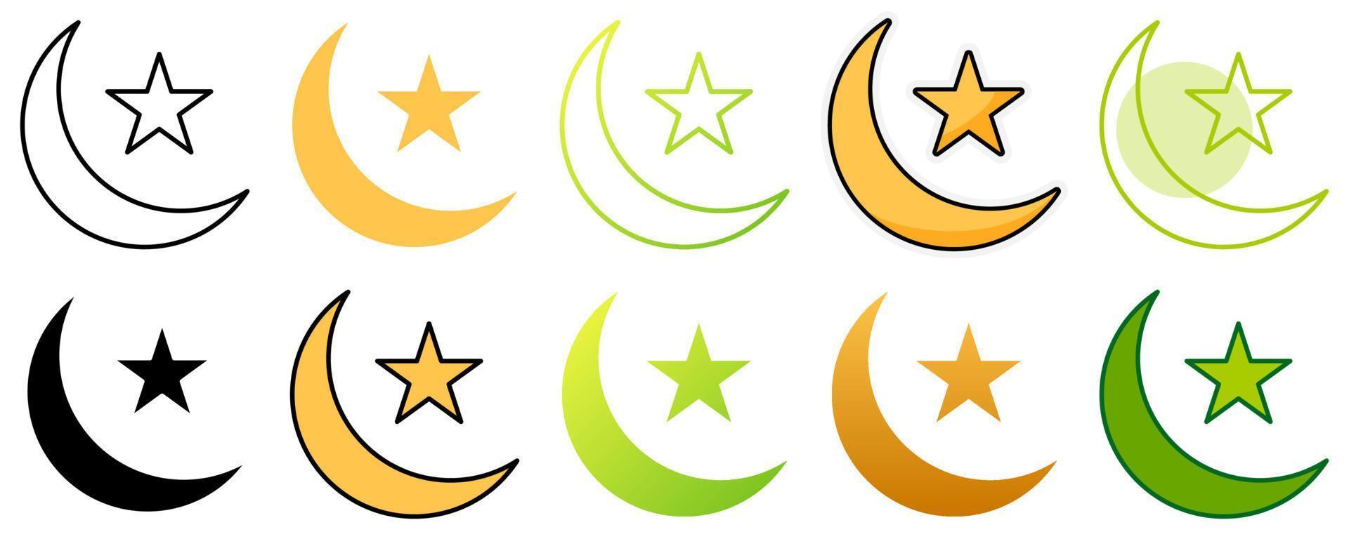 eid Luna en plano estilo aislado vector