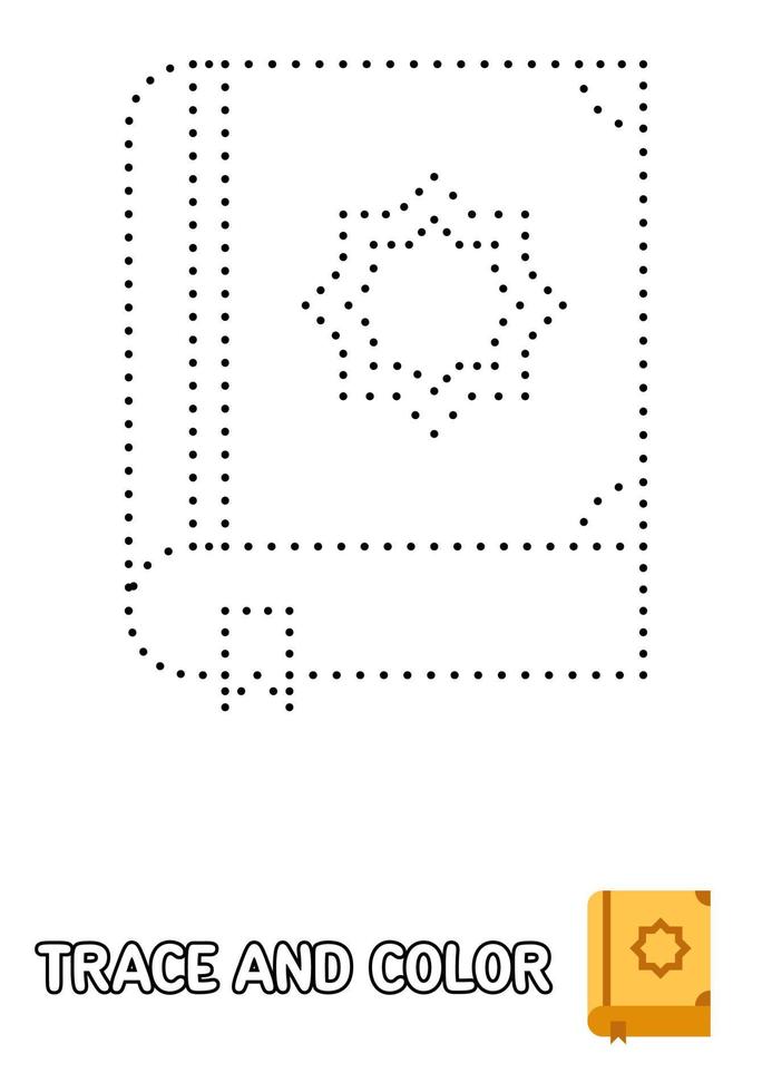 Quran tracing and coloring worksheet for kids vector