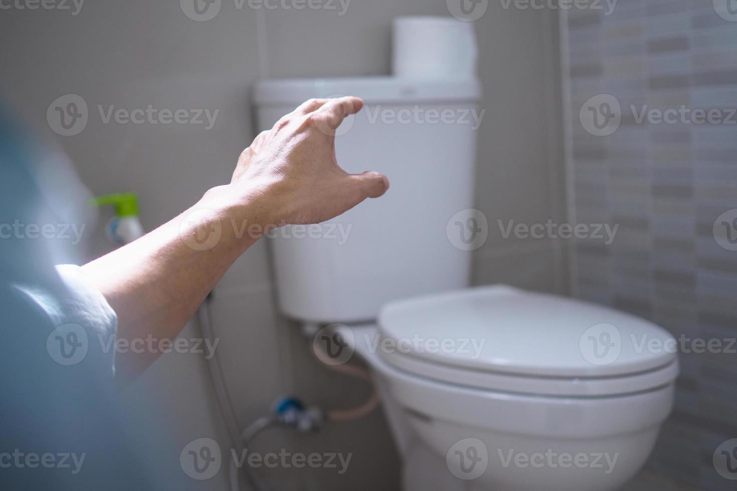 Men have abdominal pain. Want to shit. diarrhea concept photo