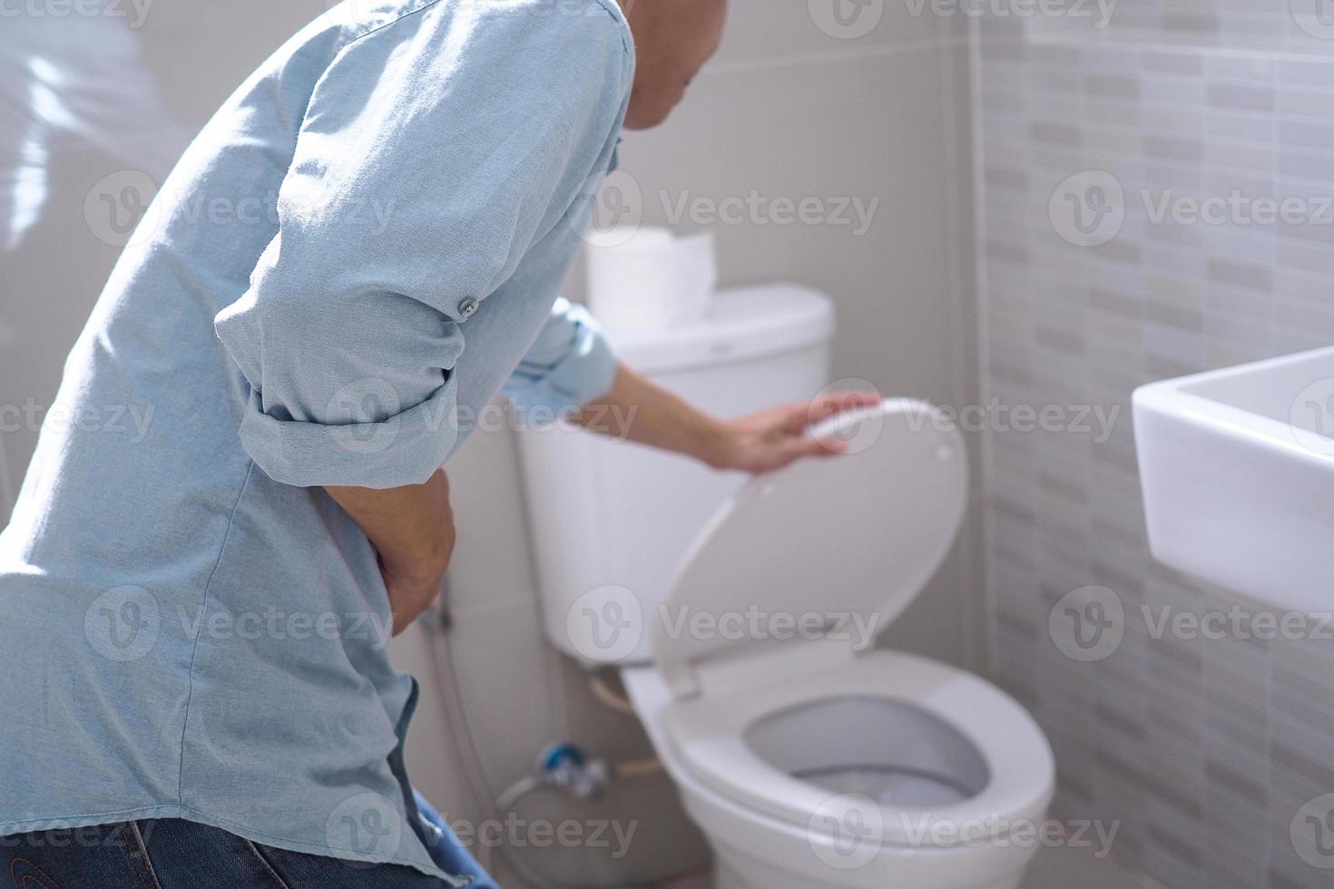 Men have abdominal pain. Want to shit. diarrhea concept photo