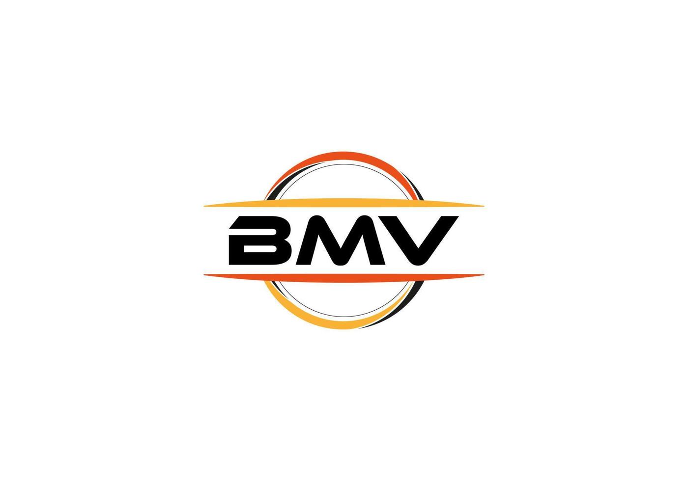 BMV letter royalty ellipse shape logo. BMV brush art logo. BMV logo for a company, business, and commercial use. vector