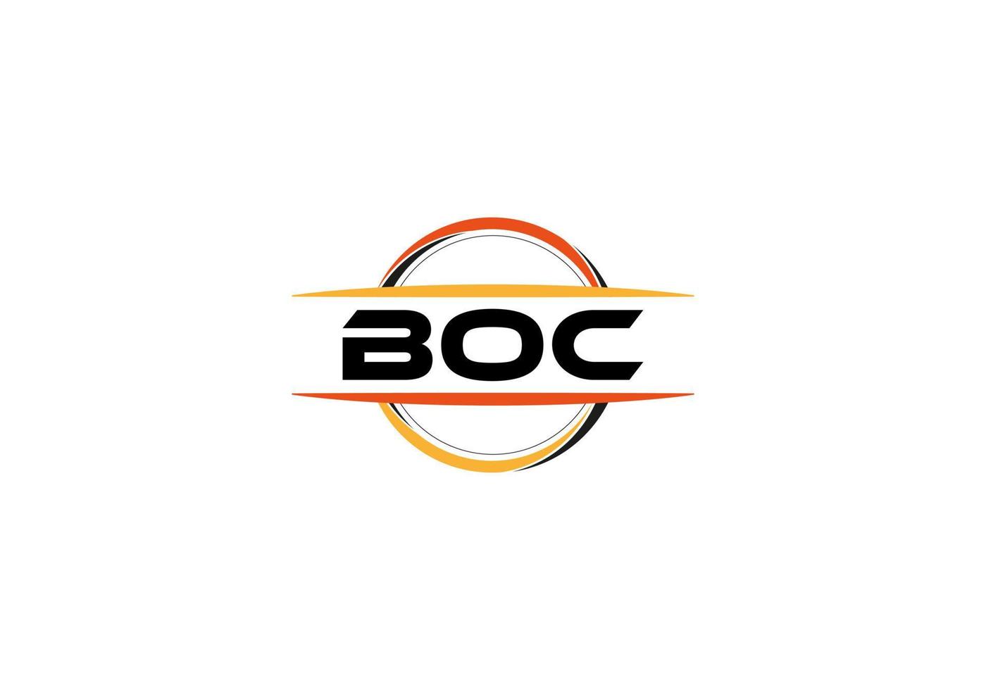 BOC letter royalty ellipse shape logo. BOC brush art logo. BOC logo for a company, business, and commercial use. vector