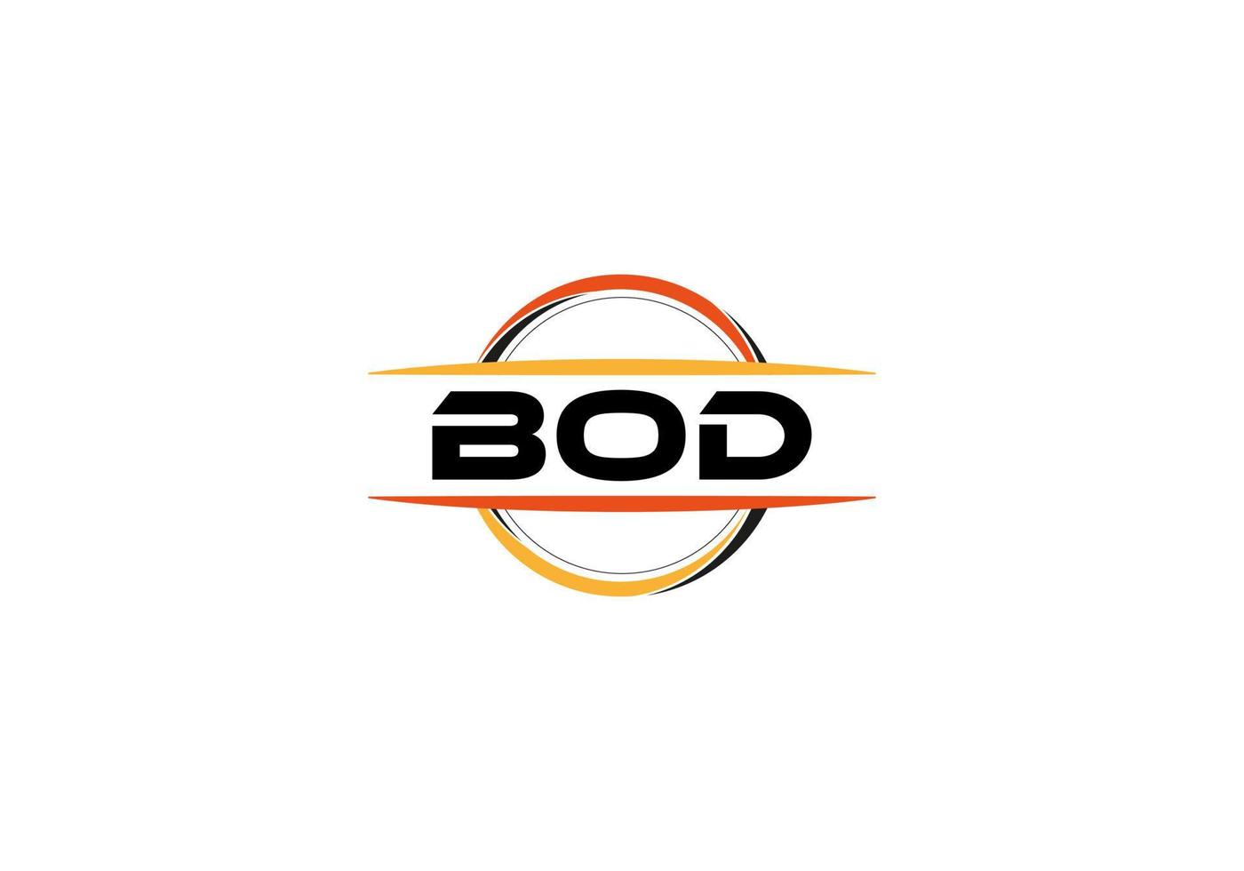 BOD letter royalty ellipse shape logo. BOD brush art logo. BOD logo for a company, business, and commercial use. vector