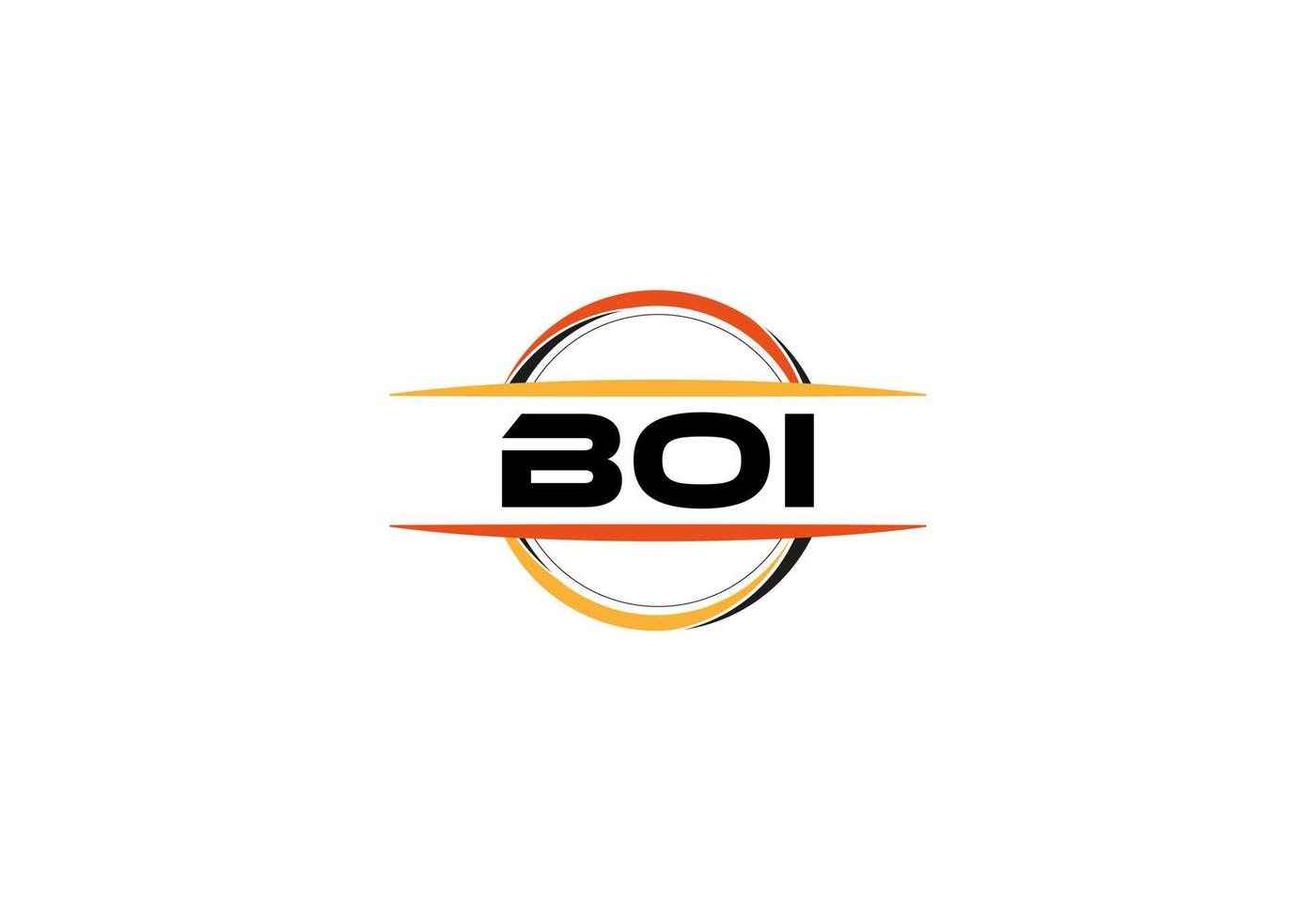 BOI letter royalty ellipse shape logo. BOI brush art logo. BOI logo for a company, business, and commercial use. vector