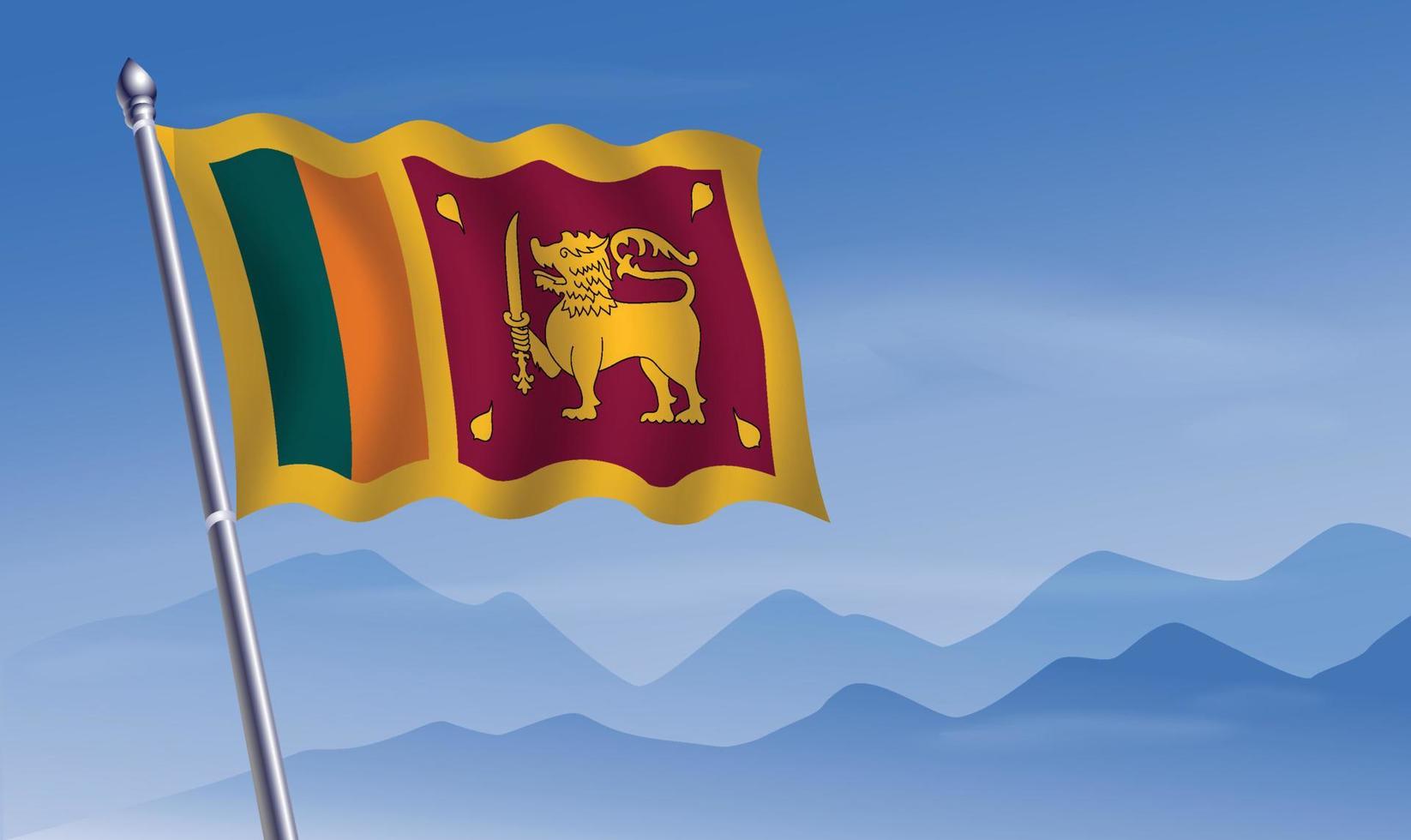 Sri Lanka flag with background of mountains and sky vector