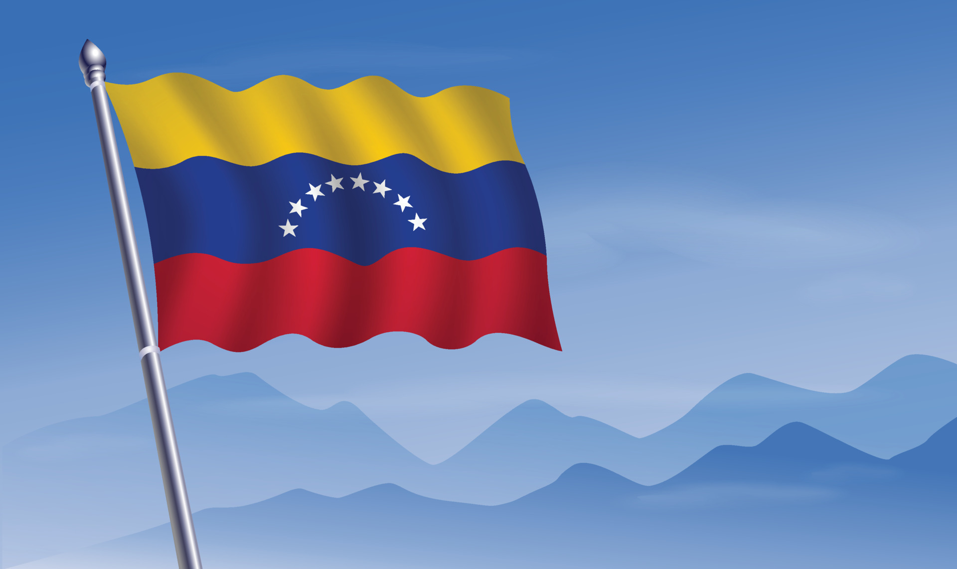 Venezuela flag with background of mountains and sky 20809555 Vector Art