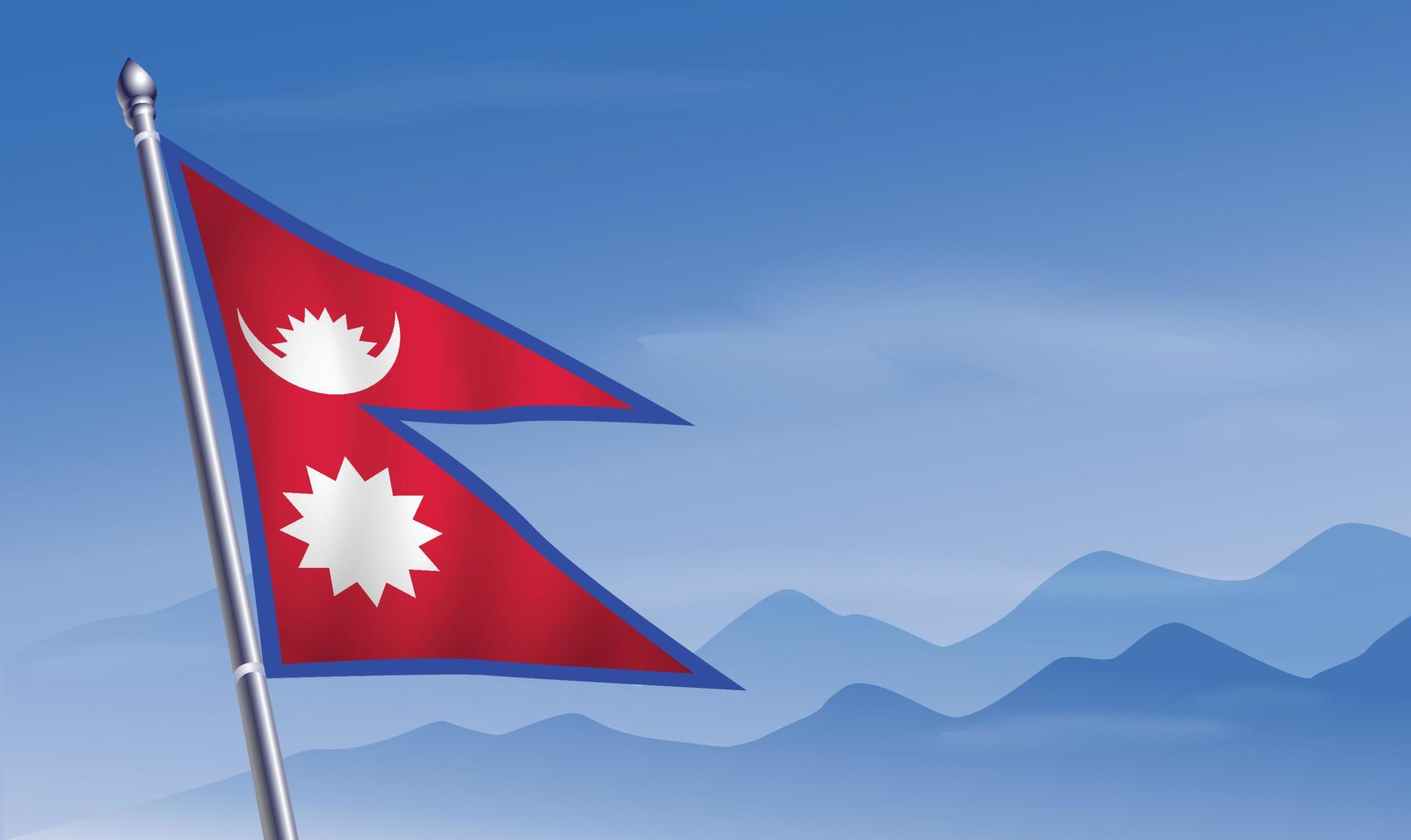 Nepal flag with background of mountains and sky 20809613 Vector Art at