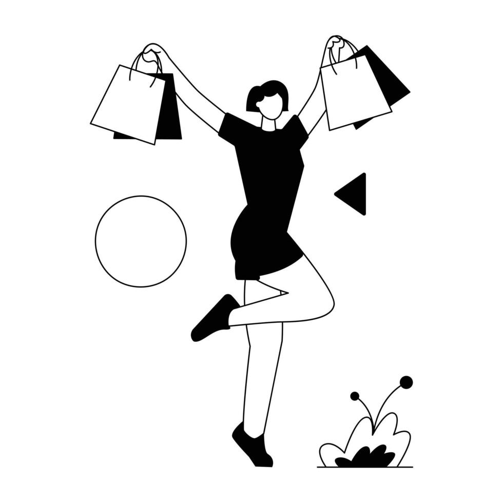Trendy Happy Shopper vector