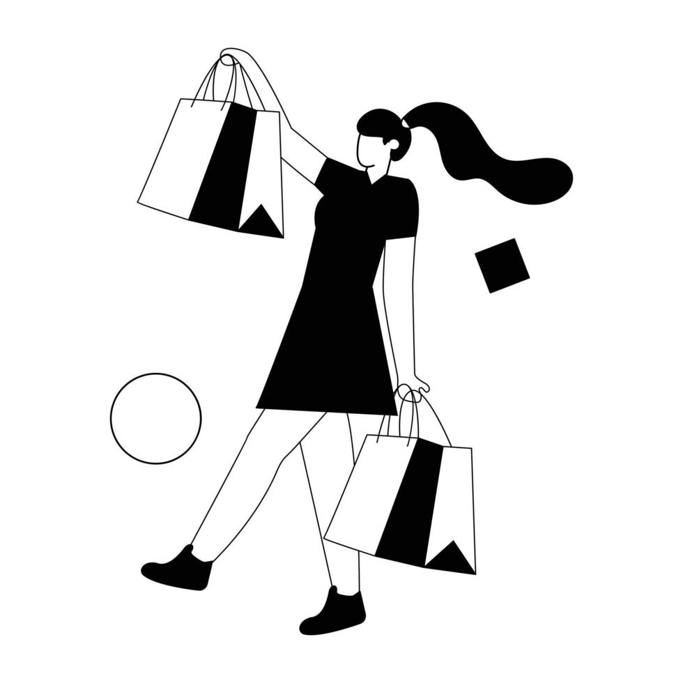 Trendy Shopping Girl vector