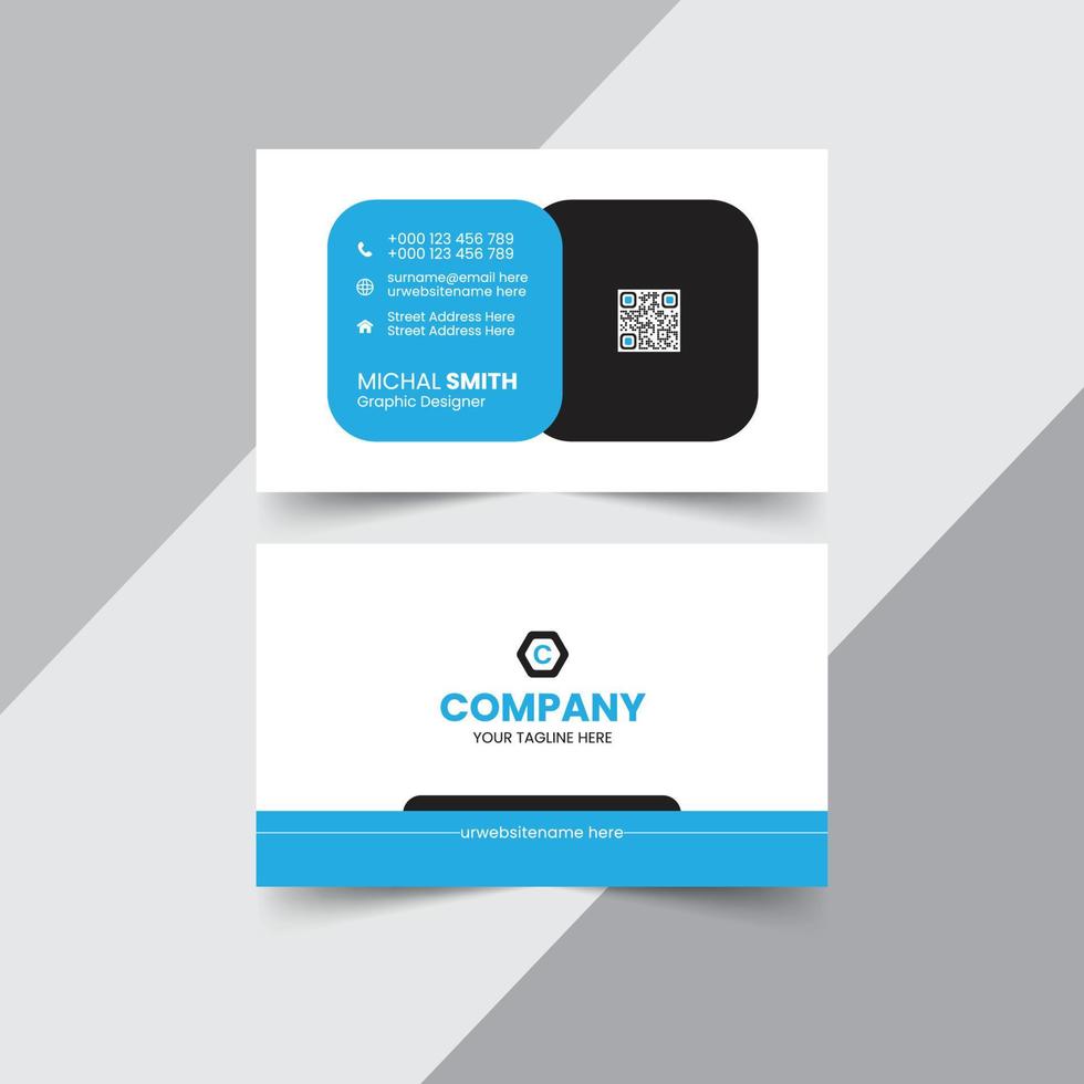 Blue and black business card modern design vector
