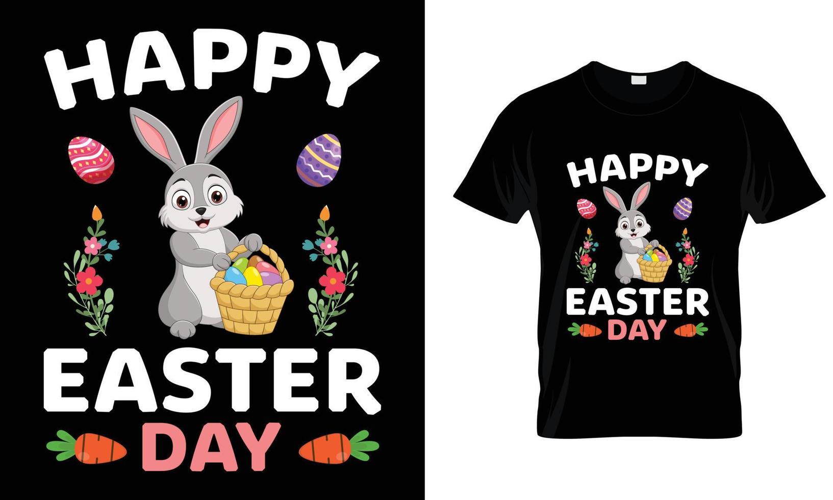 Happy easter day quotes t shirt design with cute bunny vector