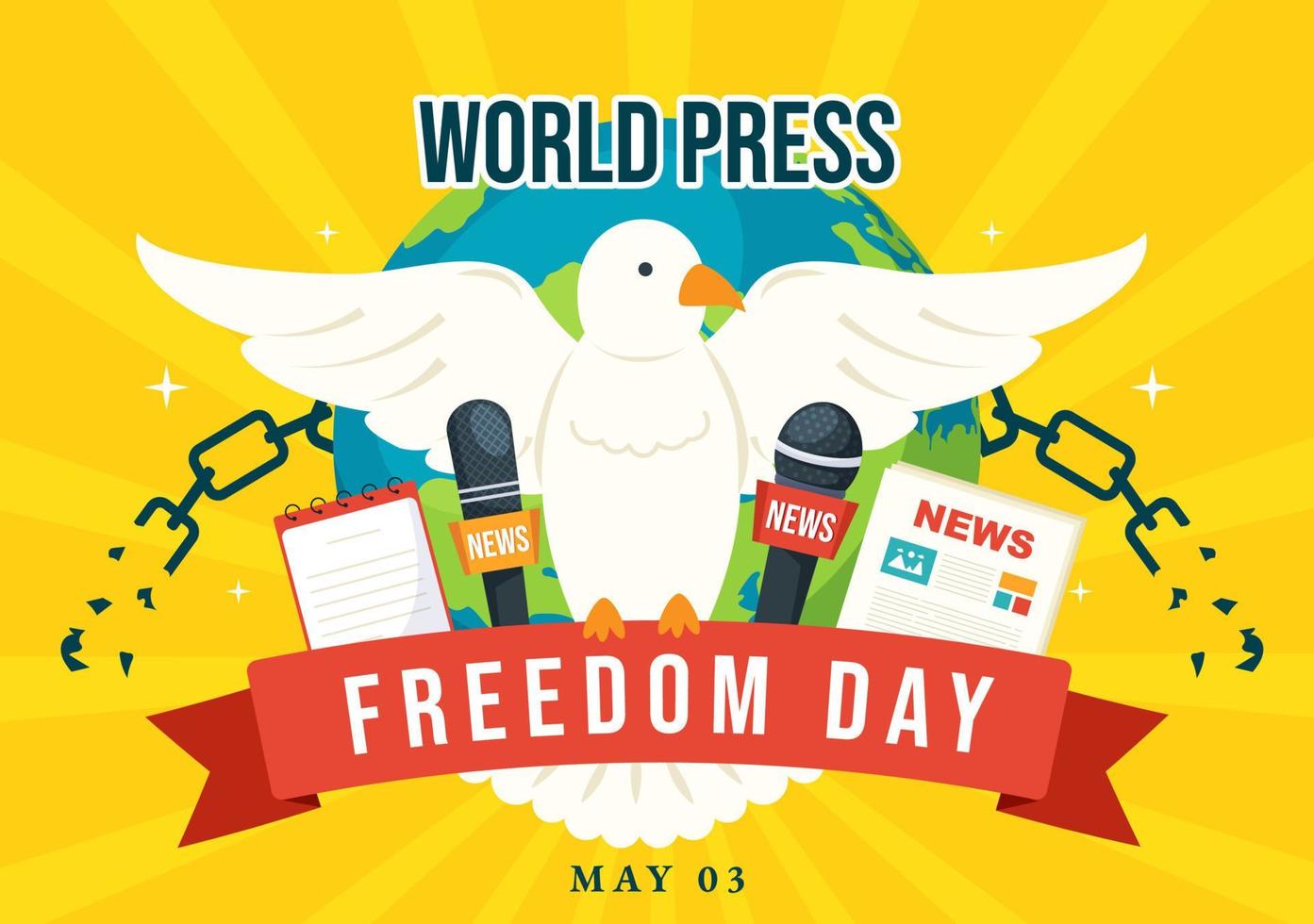 World Press Freedom Day on May 3 Illustration with Hands Holding News Microphones for Web Banner or Landing Page in Flat Cartoon Hand Drawn Templates vector