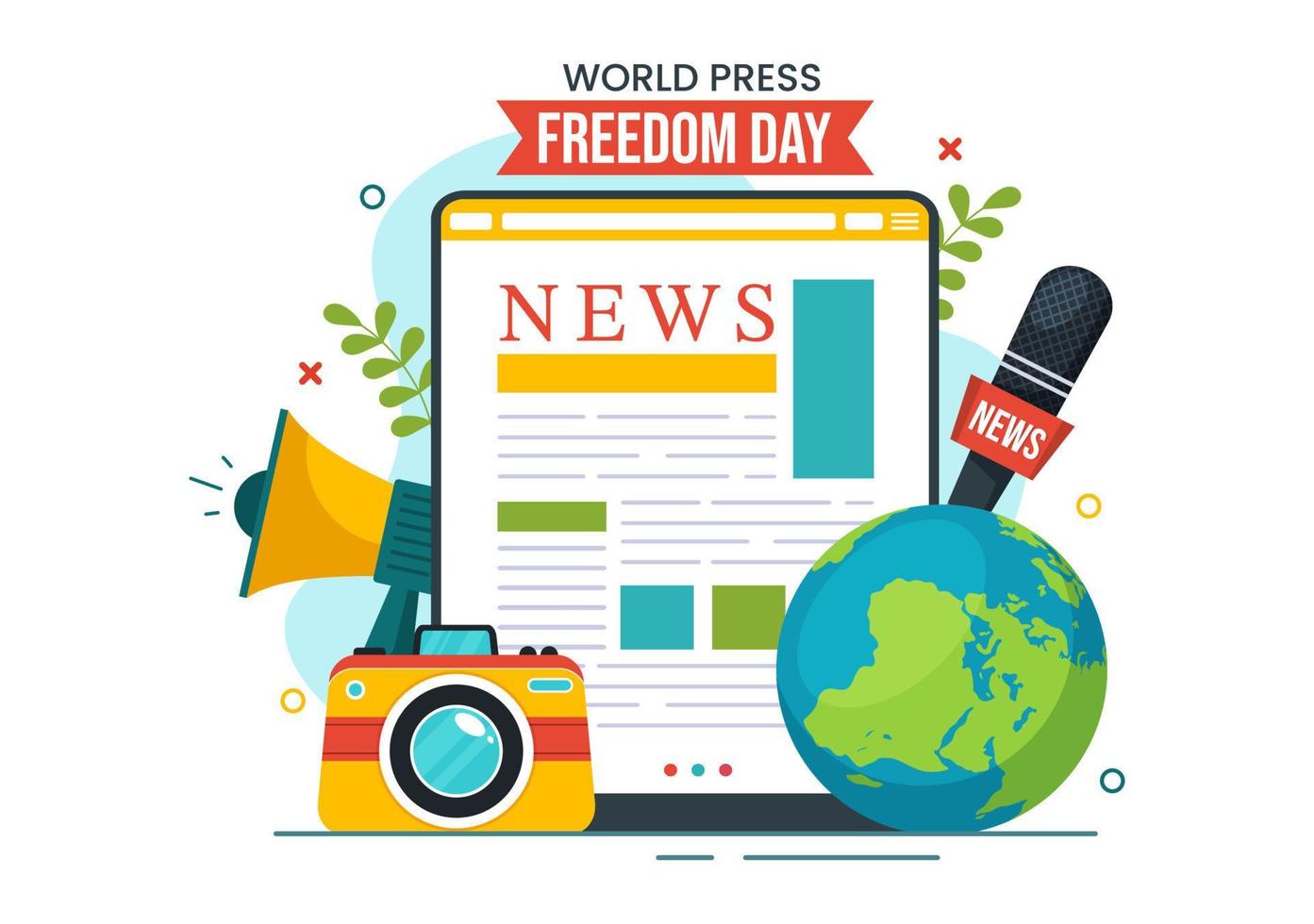 World Press Freedom Day on May 3 Illustration with Hands Holding News Microphones for Web Banner or Landing Page in Flat Cartoon Hand Drawn Templates vector