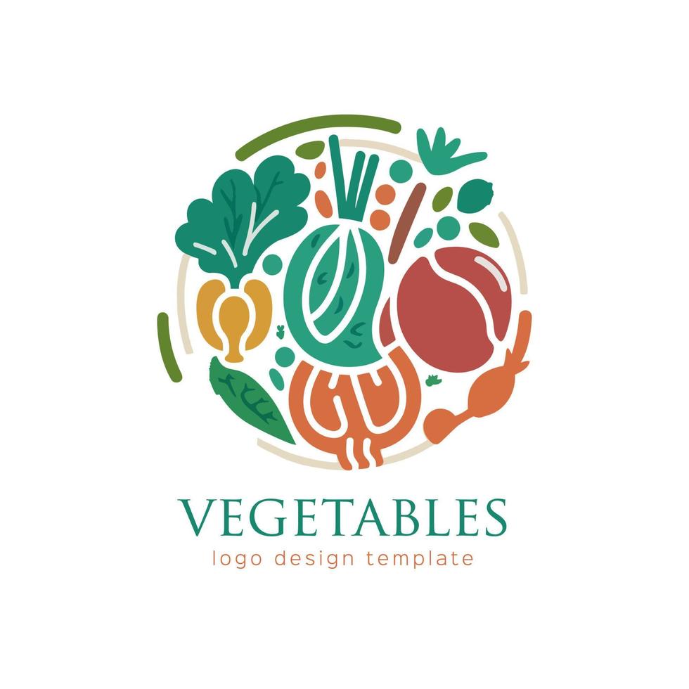 Vegetables logo template. Vector illustration. Vegetarian logo.