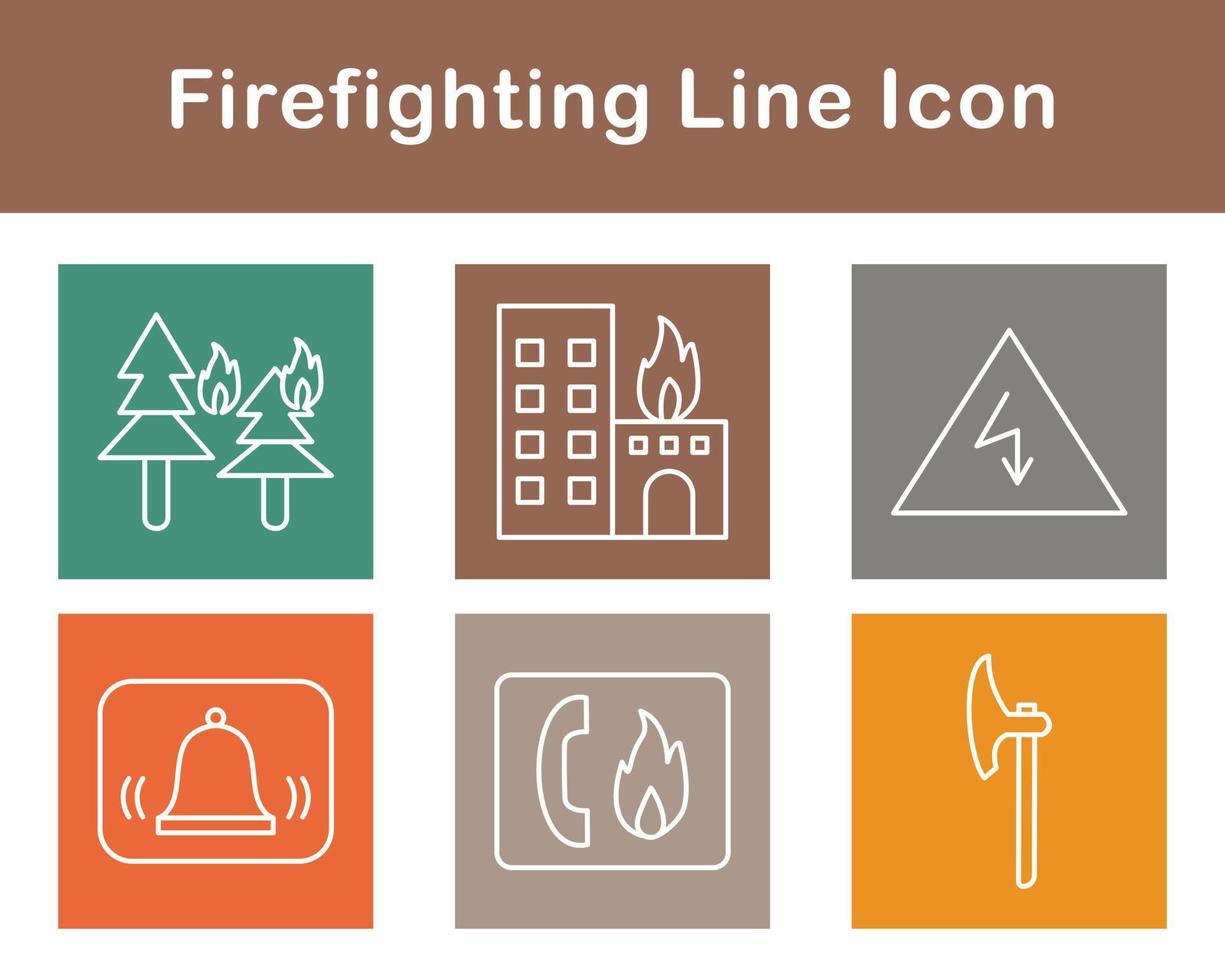 lucha contra incendios vector icono conjunto