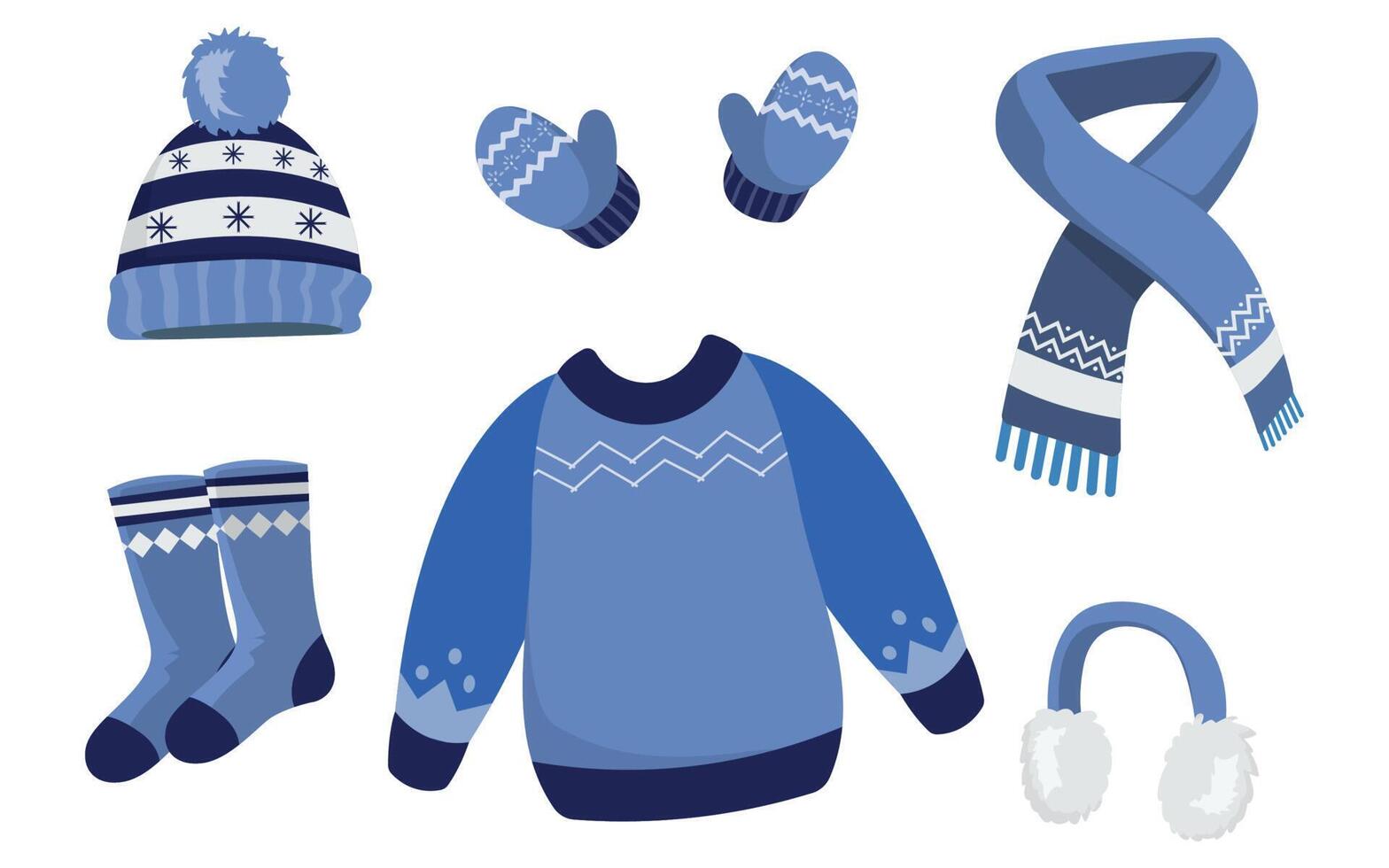 Winter clothes and essentials. Vector Illustration.