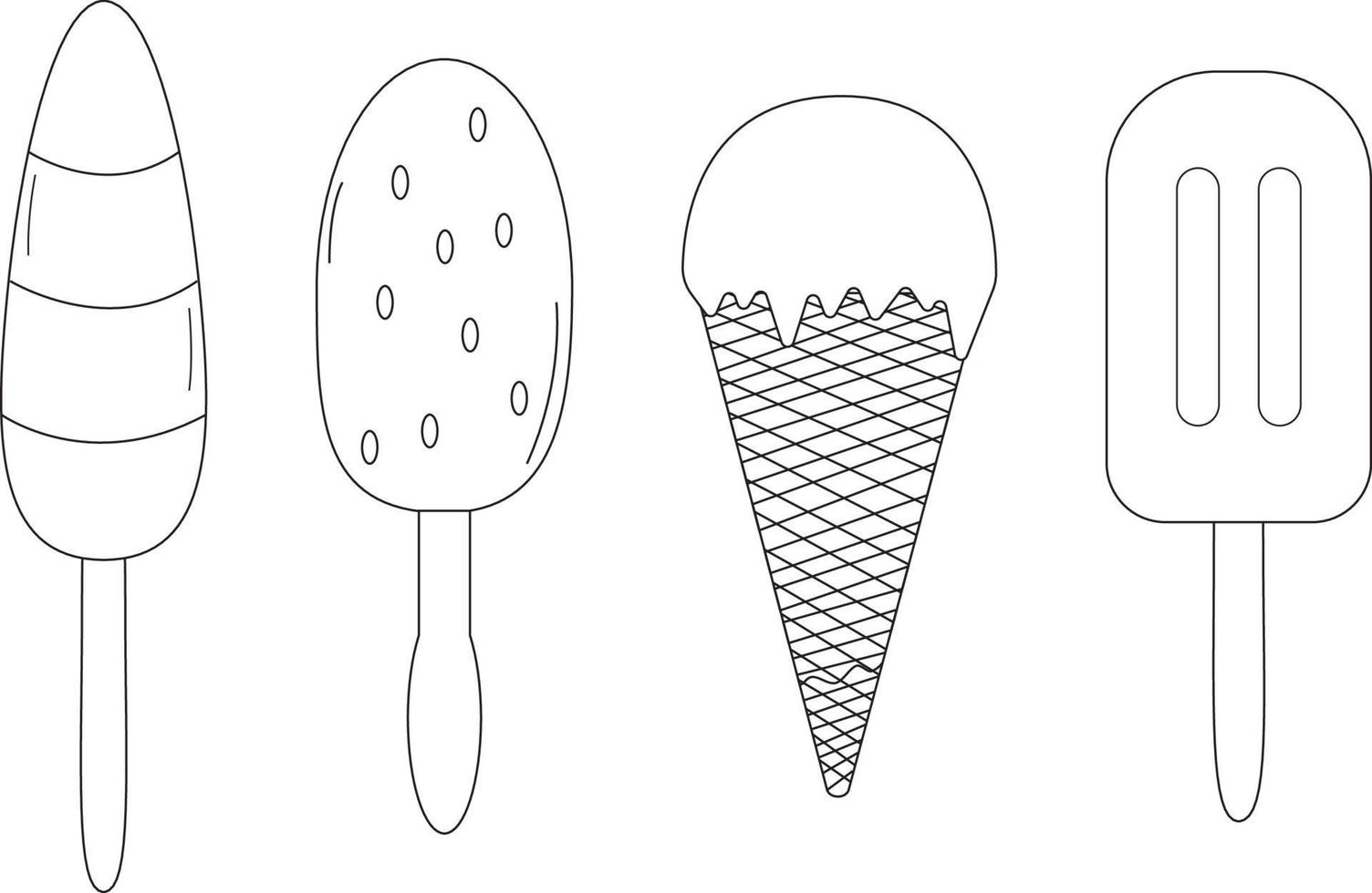 Hand drawn set of ice cream doodle Sweet desserts Eskimo, waffle cone in sketch style vector