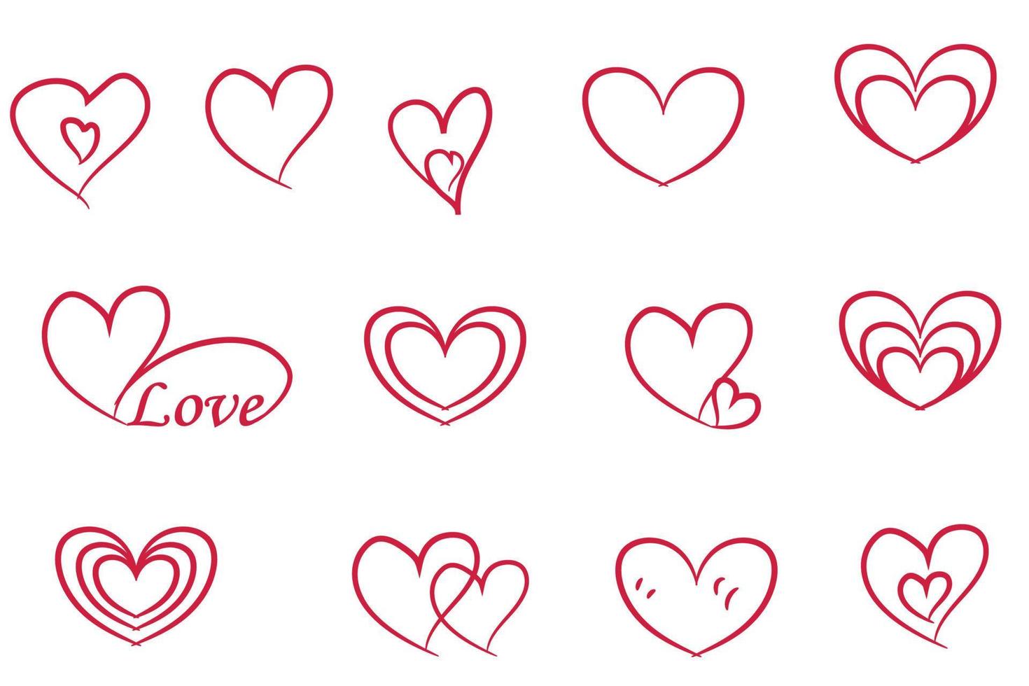 Cute heart doodle hand drawn cartoon art illustration free Vector. Hand drawn scribble hearts