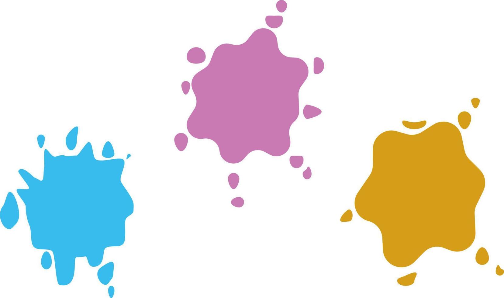 Hand drawn ser of color paint splashes. Different shapes of paint splatter and drops, ink blobs. Vector illustration isolated on white background free vector