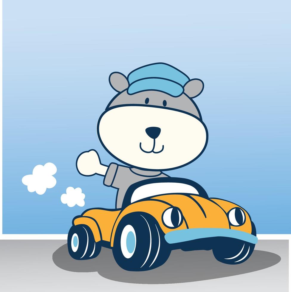 baby bear driving vector