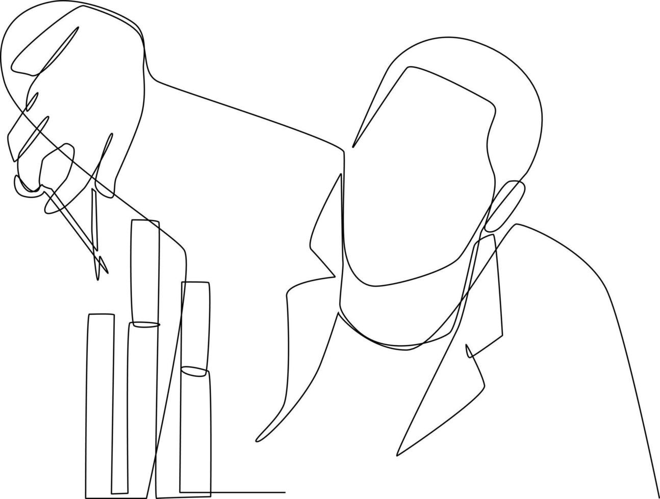 Continuous one line drawing scientist doing some research. laboratory activity concept. Single line draw design vector graphic illustration.