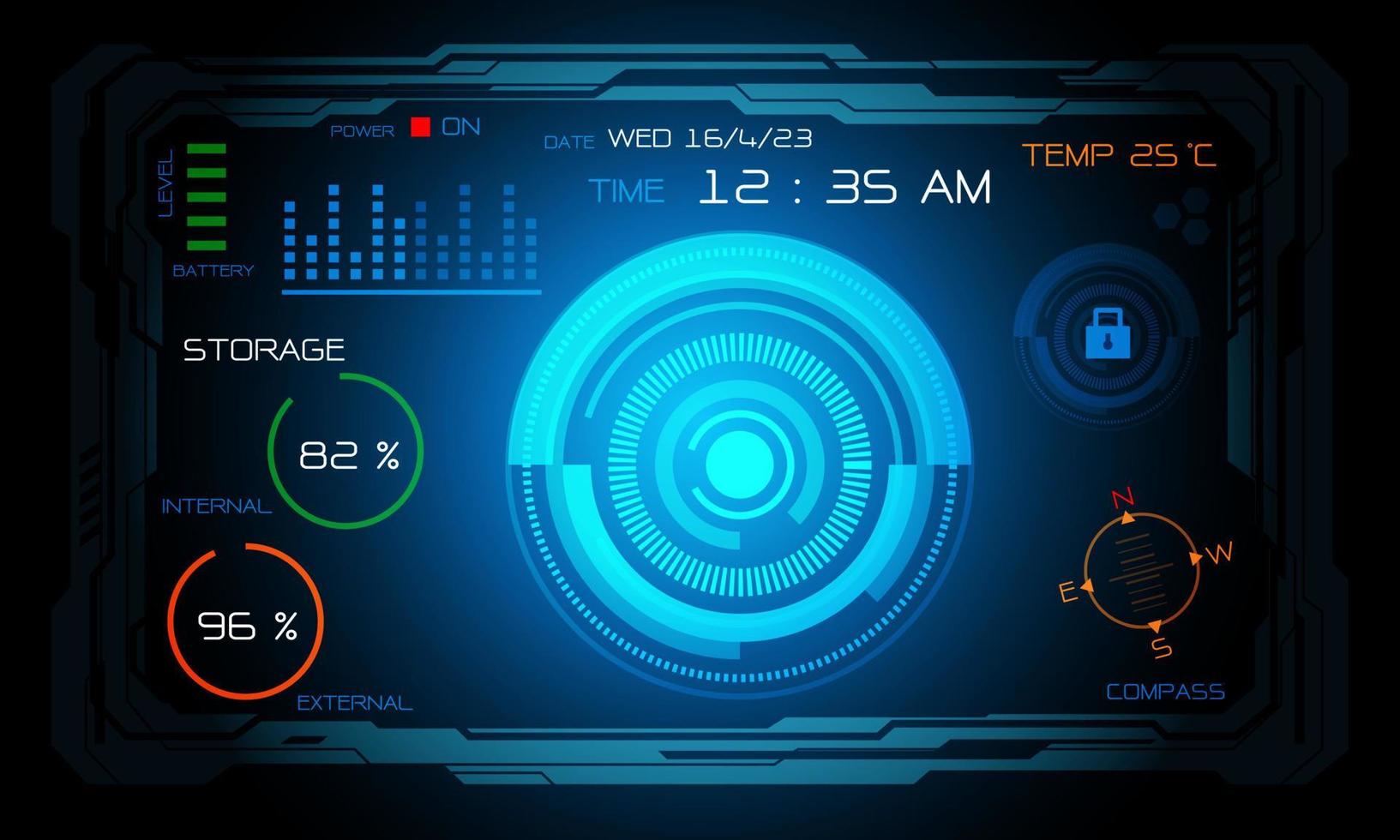 tecnología ciber pantalla monitor controlar menú color diseño ultramoderno futurista antecedentes vector