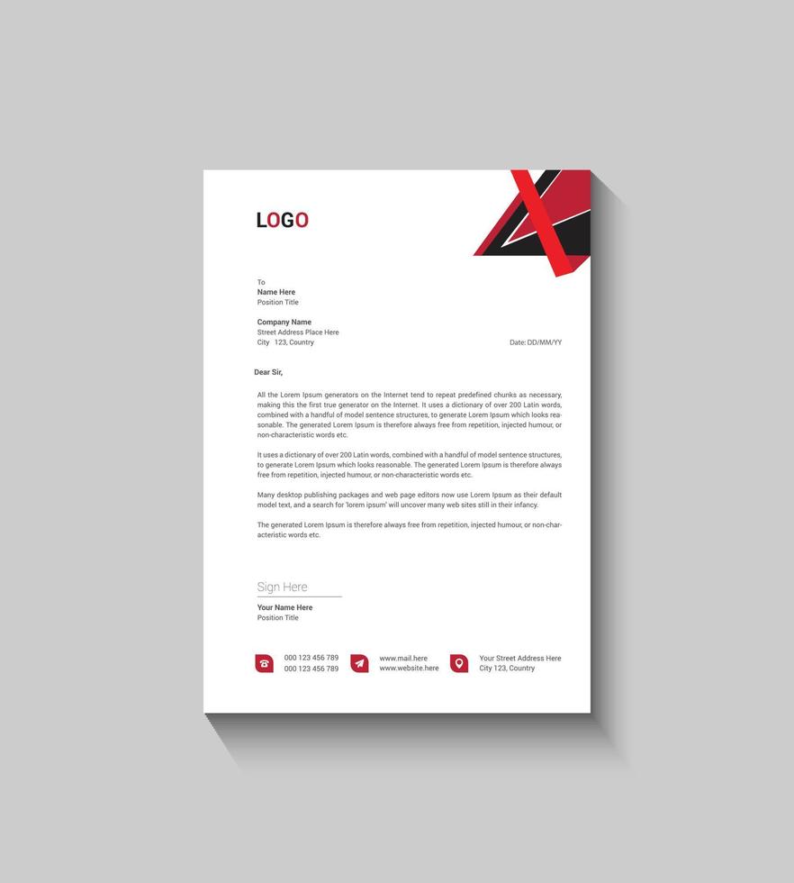 Modern Business Letterhead Template Design vector