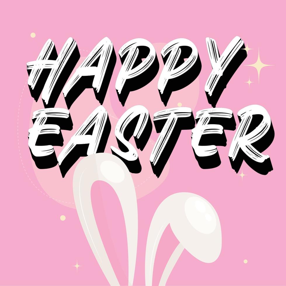 contento Pascua de Resurrección bandera. de moda Pascua de Resurrección diseño con tipografía, mano pintado golpes y puntos, huevos, vector