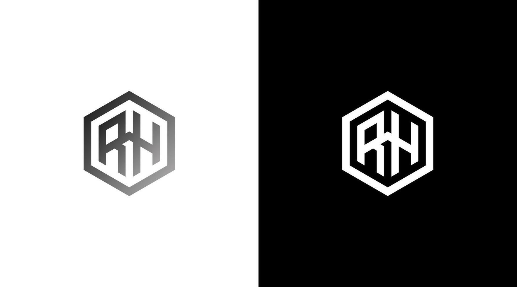 Letter RH logo real estate brand hexagon vector monogram icon style Design template