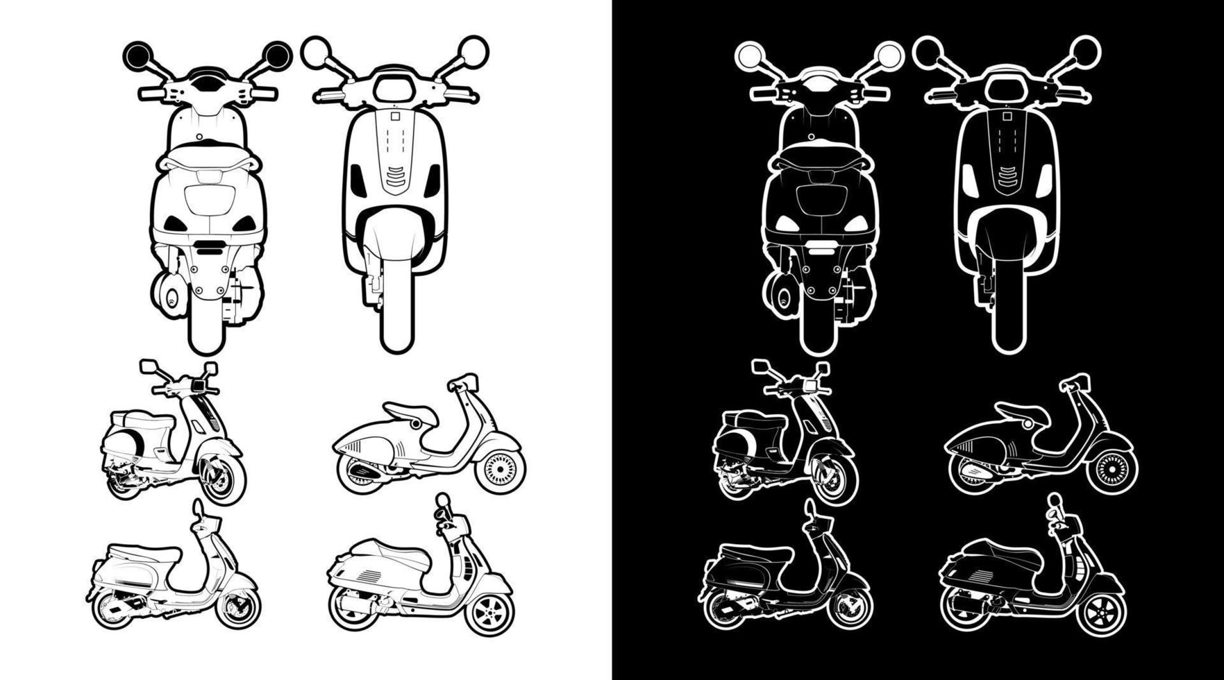 scooter contorno vehículo detallado icono colección haz vector ilustración diseño