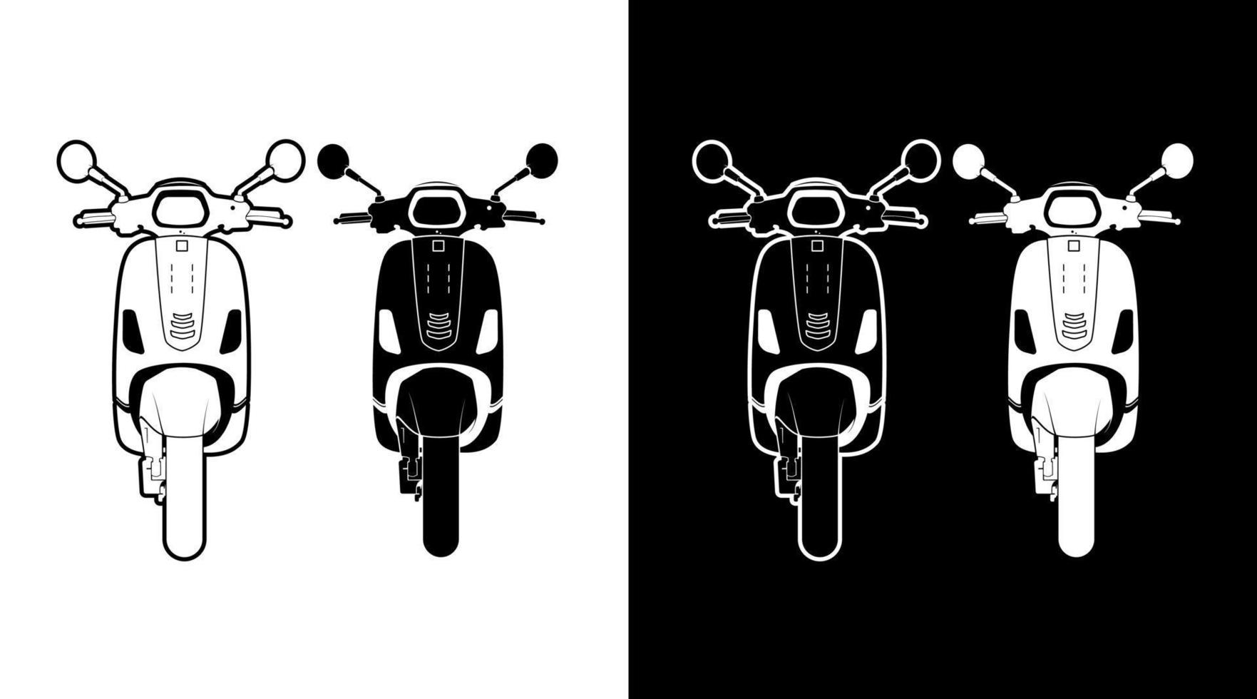 scooter matic motocicleta vehículo frente ver detallado vector ilustración contorno icono diseño