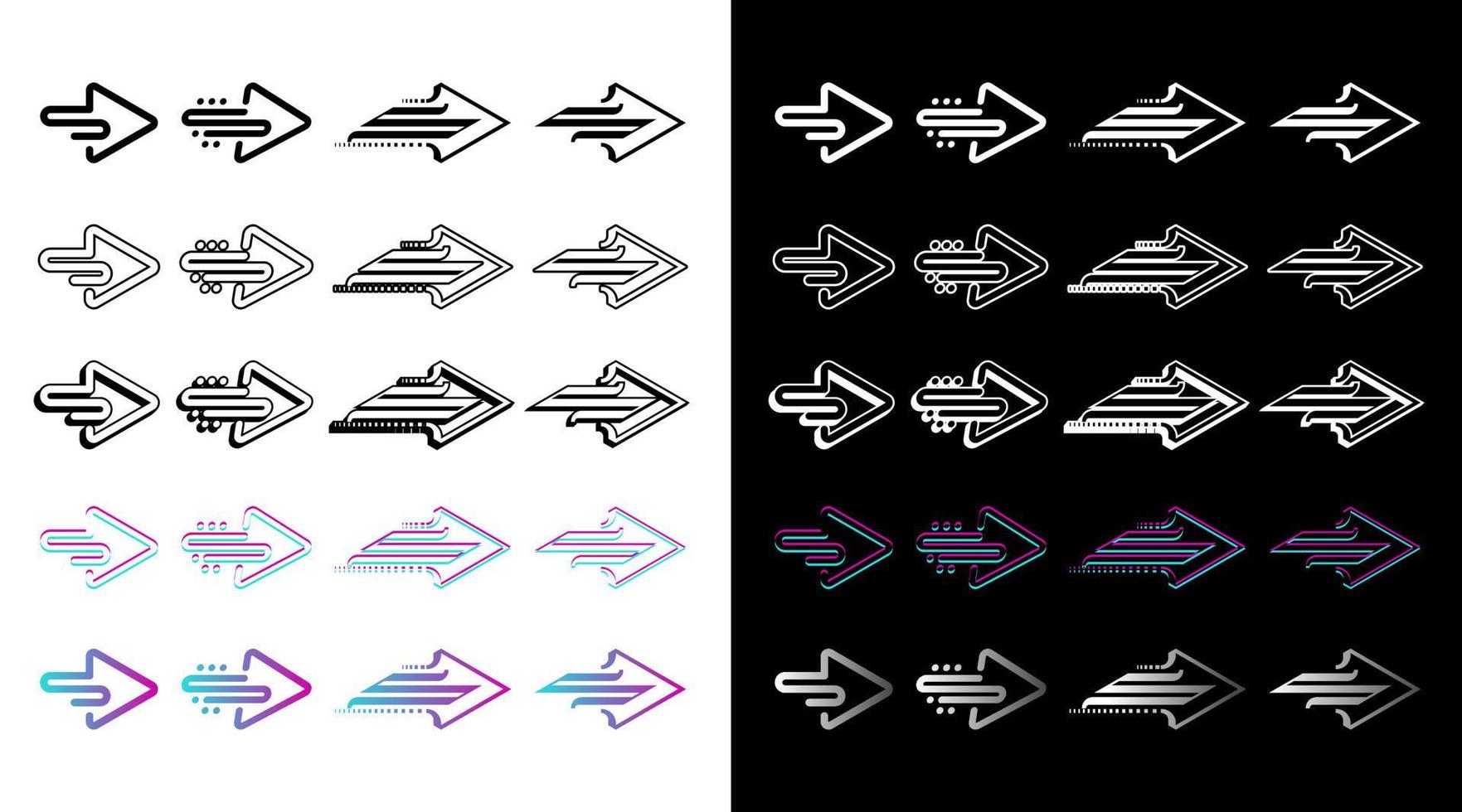 arrow next icon collection bundle set vector style Design template