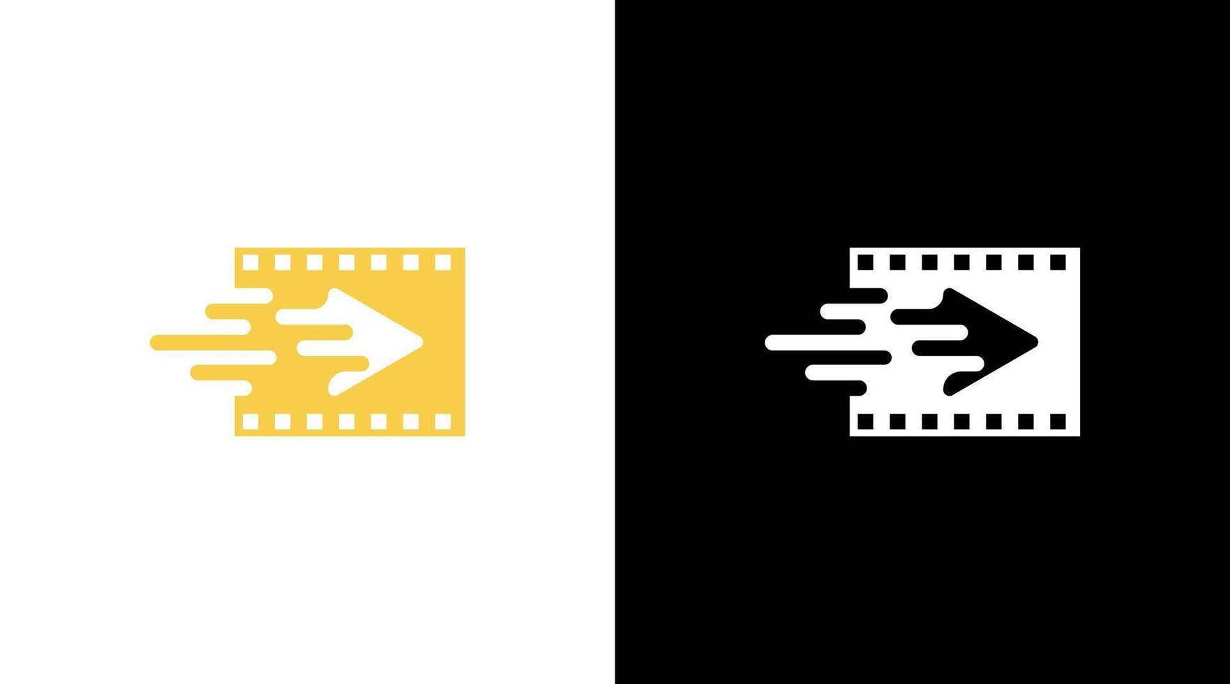 Moviente jugar botón logo y vídeo carretes vector monograma icono estilo diseño modelo