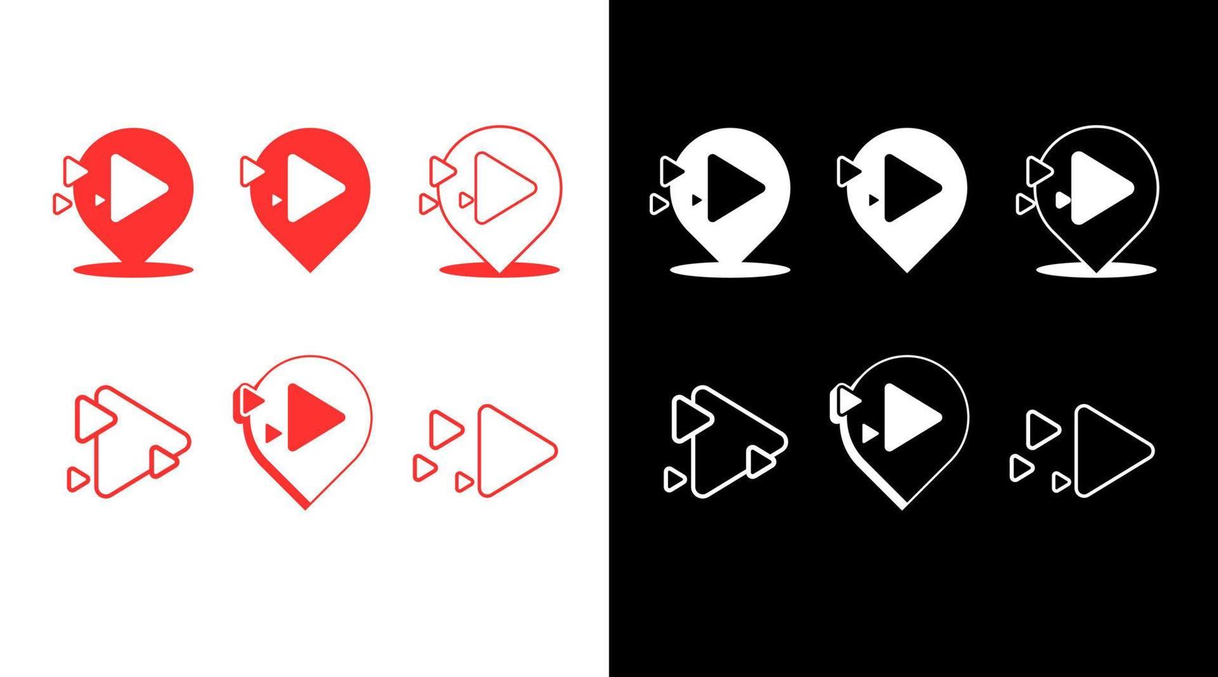 Play button icon collection bundle logo vector monogram Design template