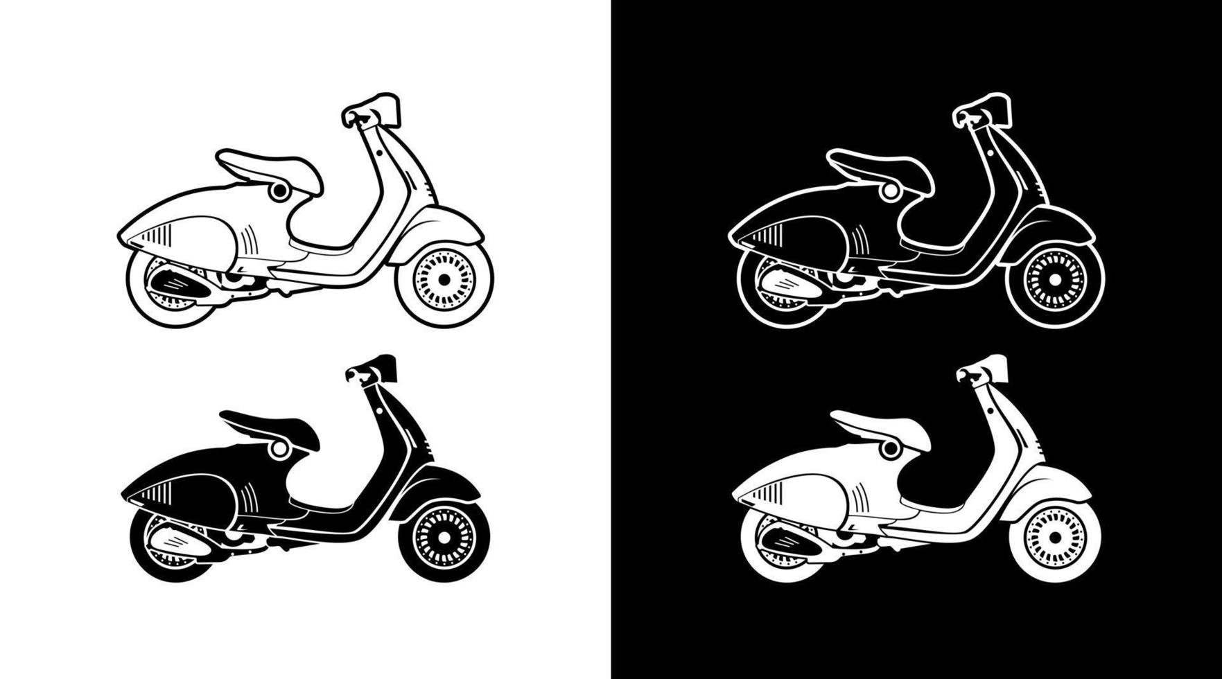 Scooter sprinter icon collection vehicle side view detailed vector illustration outline Design