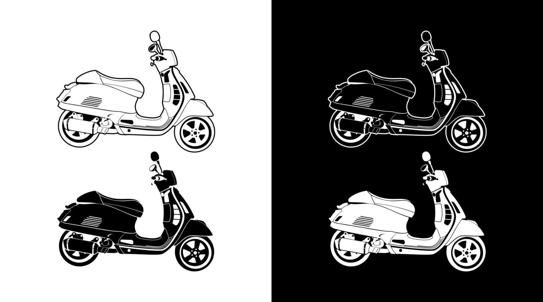 scooter matic motocicleta lado ver detallado vector ilustración contorno icono diseño