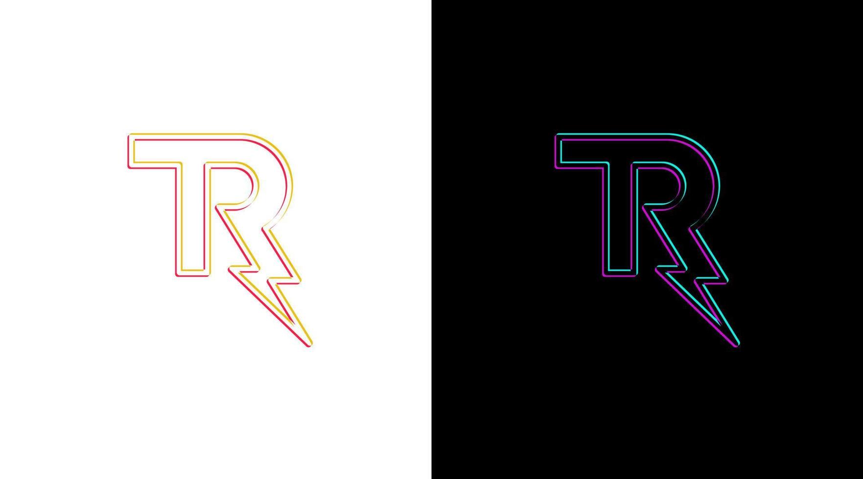 Letter tr logo and bolt lightning thunder monogram icon Design template vector