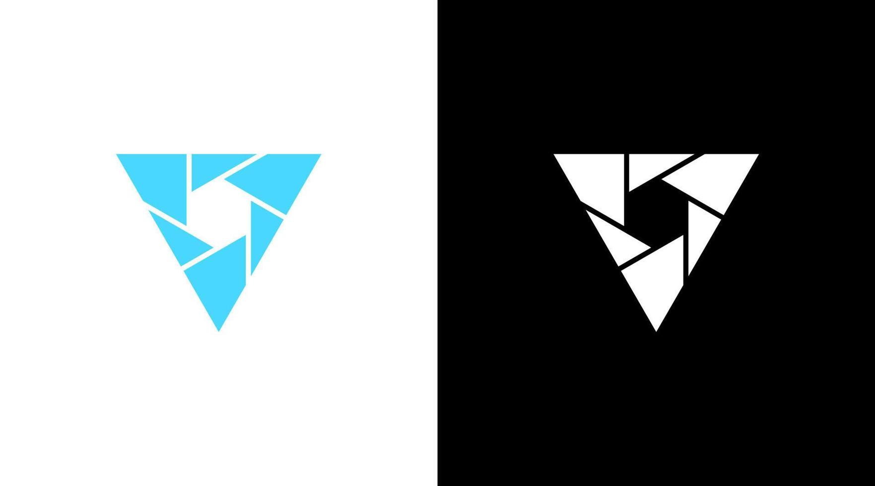 triangle logo with camera aperture monogram icon Design template vector