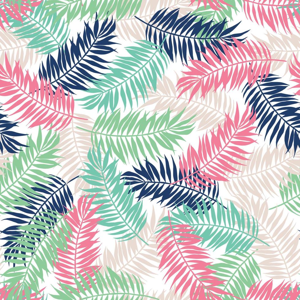 Tropical palm leaf pattern spring trendy colors 2023 colored. vector