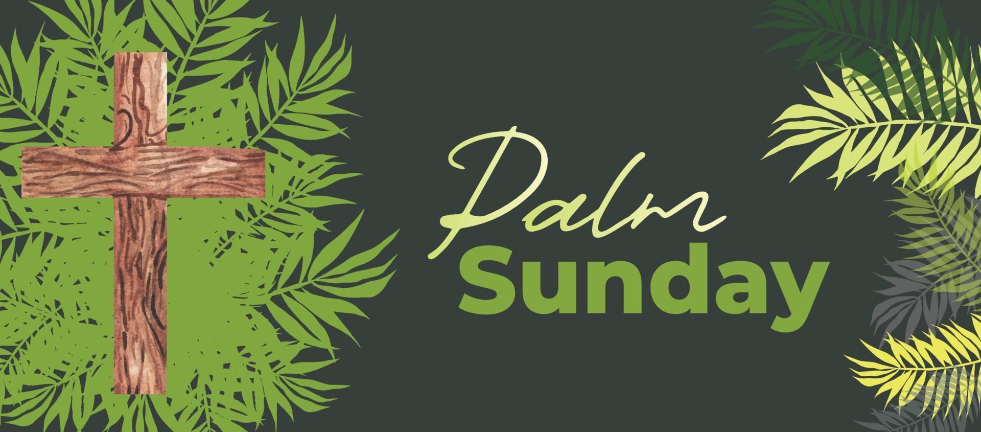 ilustración de cristiano palma domingo con palma ramas y hojas y cruzar ilustración vector