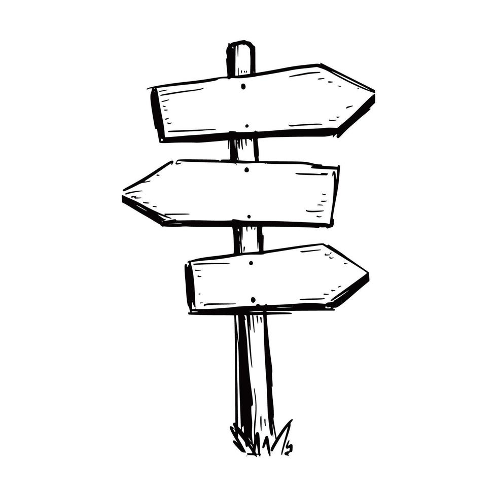 Sketch direction sign. Hand drawn doodle vector
