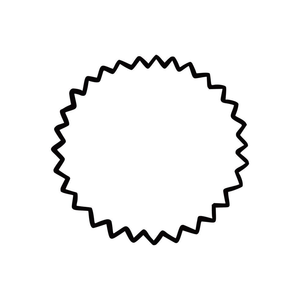 Hand drawn circle zigzag badge. vector