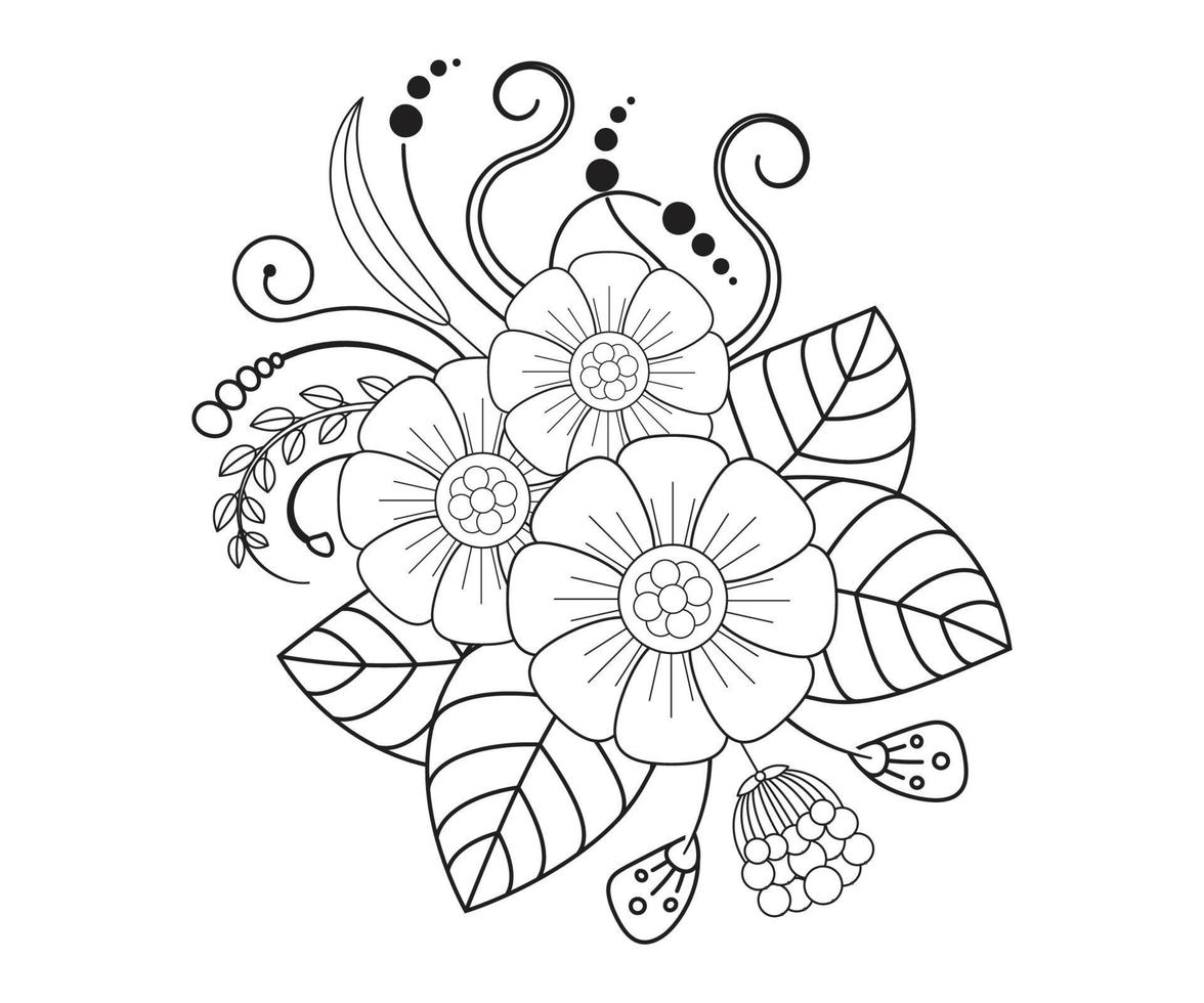 Mehndi Floral Coloring Page for Adult vector