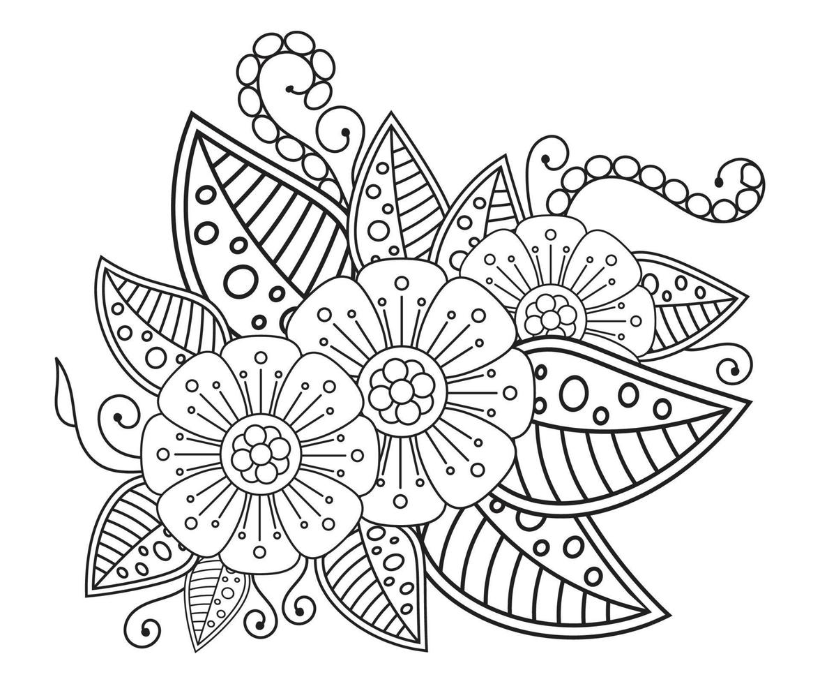 mehndi floral página para colorear para adultos vector